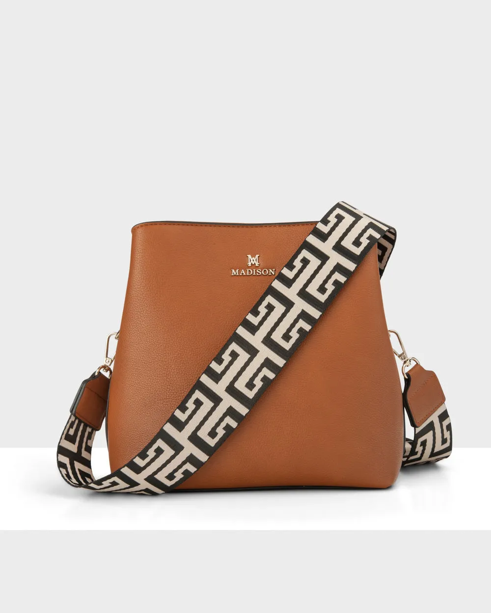 Joanie 3 Compartment Crossbody Bucket Bag   Graphic Bag Strap