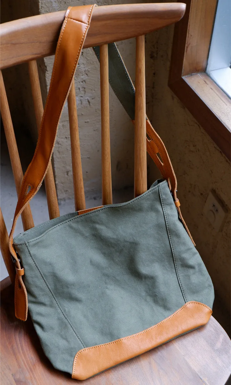 Ladies Canvas And Leather Shoulder Bag Canvas Tote Bags For Women