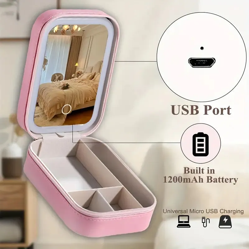 Travel Compact Touch Screen Tabletop Cosmetic Makeup Mirror with LED and 1200mAh